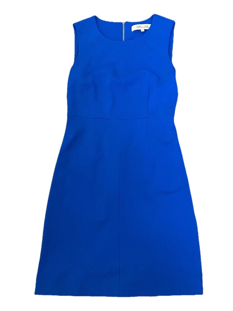 Diane Von Furstenberg Size 2 Carrie Sheath Dress Blue Bright Authentic